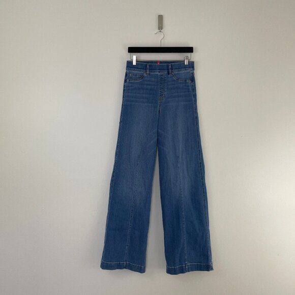 Spanx Seamed Front Wide Leg Jeans in Vintage Indigo Size Medium Tall